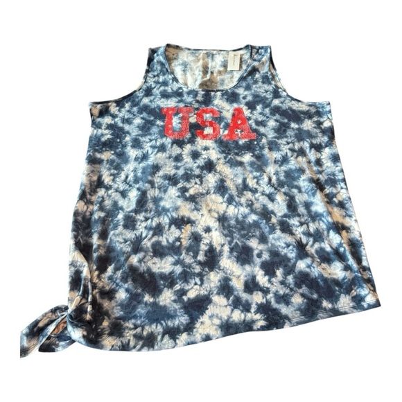 Lane Bryant "USA" Tie-Dye Knotted Waist T Shirt Tank in Size 18/20 NEW - Picture 7 of 16